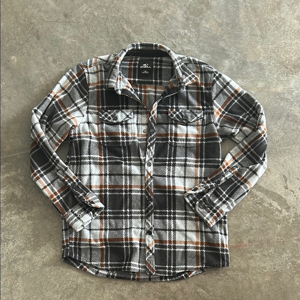 O’neil Black and White Plaid Button-Up Shirt